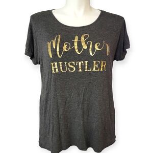 Gray and Gold Graphic Tee "Mother Hustler"